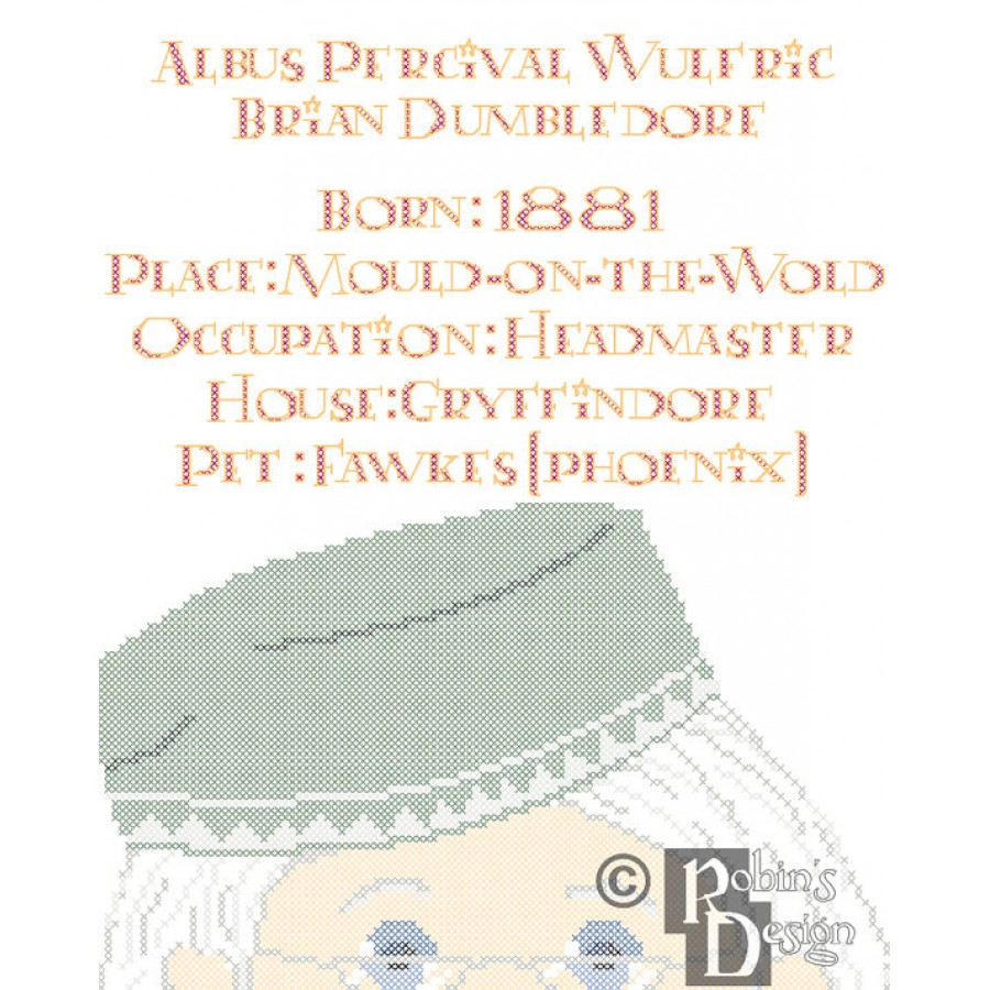 Albus Dumbledore Biographical Facts Cross Stitch Pattern PDF Download