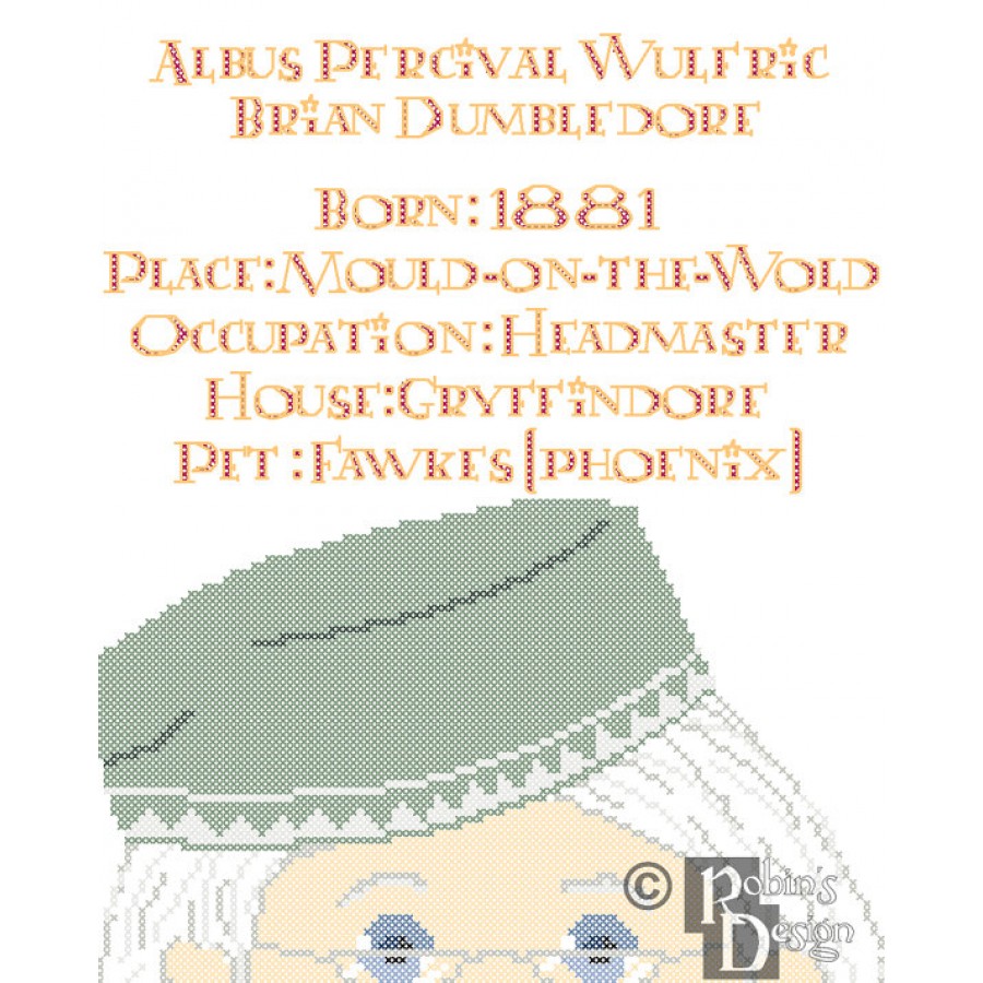 Albus Dumbledore Biographical Facts Cross Stitch Pattern PDF Download