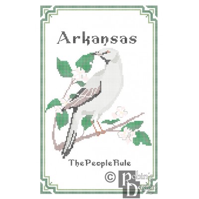 Arkansas State Bird, Flower and Motto Cross Stitch Pattern PDF Download