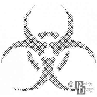 Biohazard Symbol Cross Stitch Pattern for Shirt Patch PDF Download