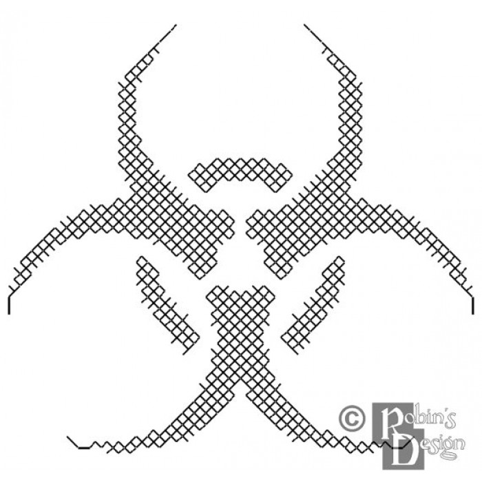 Biohazard Symbol Cross Stitch Pattern for Shirt Patch PDF Download