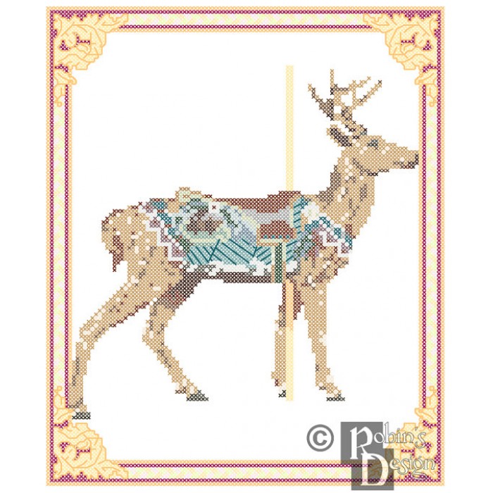 Carousel Deer Cross Stitch Pattern Herschell-Spillman PDF Download