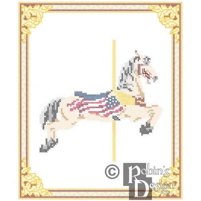 Carousel Horse Patriotic Cross Stitch Pattern Herschell-Spillman PDF Download