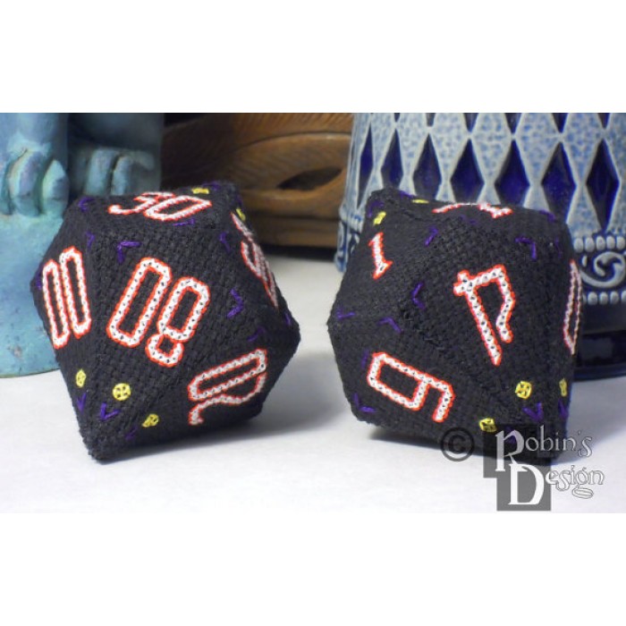 D10 Pentagonal Trapezohedron Set 3D Cross Stitch Sewing  Pattern PDF Download