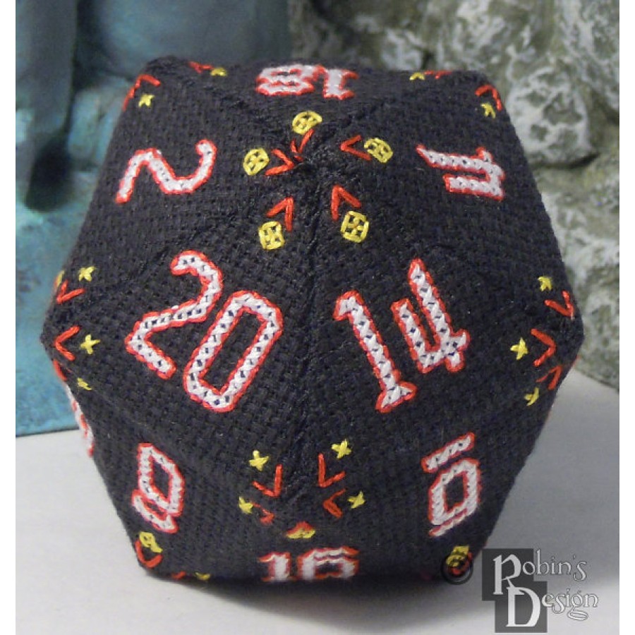 D20 Icosahedron 3D Cross Stitch Sewing  Pattern PDF Download