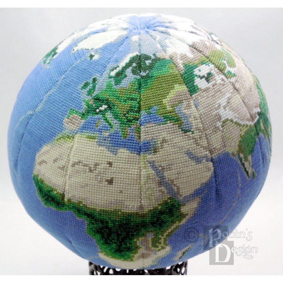 Earth Globe 3D Cross Stitch Sewing Pattern PDF Download