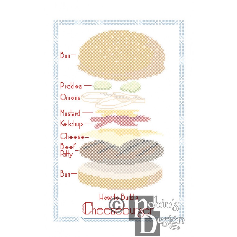 How to Build a Cheeseburger Cross Stitch Pattern Fun Blueprint PDF Download