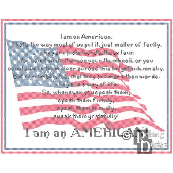 I am an American Cross Stitch Pattern PDF Download