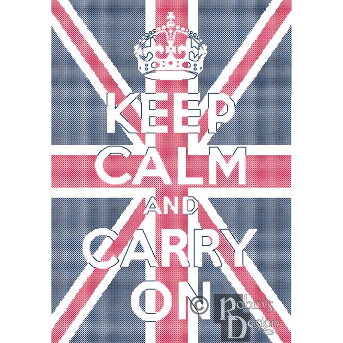 Keep Calm and Carry On Union Jack Background Cross Stitch Pattern PDF Download