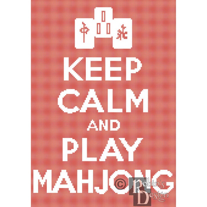 Keep Calm and Play Mahjong Cross Stitch Pattern Easy PDF Download