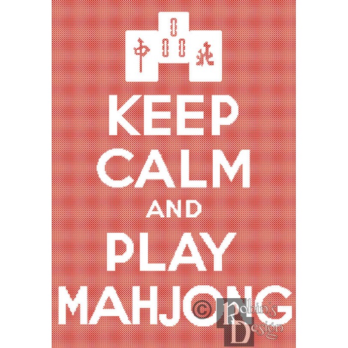 Keep Calm and Play Mahjong Cross Stitch Pattern PDF Download