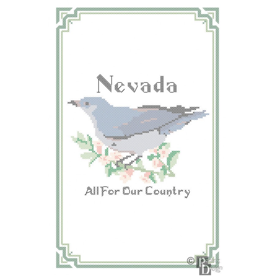 Nevada State Bird, Flower and Motto Cross Stitch Pattern PDF Download