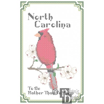 North Carolina State Bird, Flower and Motto Cross Stitch Pattern PDF Download
