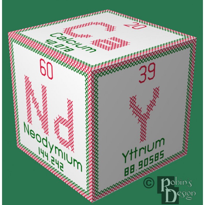 Periodic Element Candy 3D Ornament Cross Stitch Sewing Pattern PDF Download