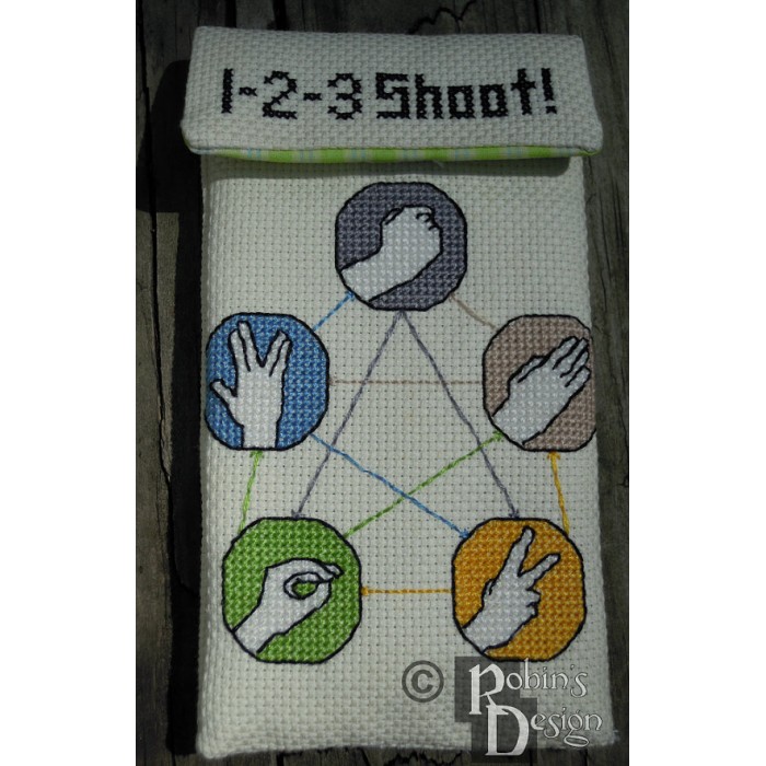 Rock, Paper, Scissors, Lizard, Spock Electronics/Phone Case Cross Stitch Sewing Pattern PDF Download