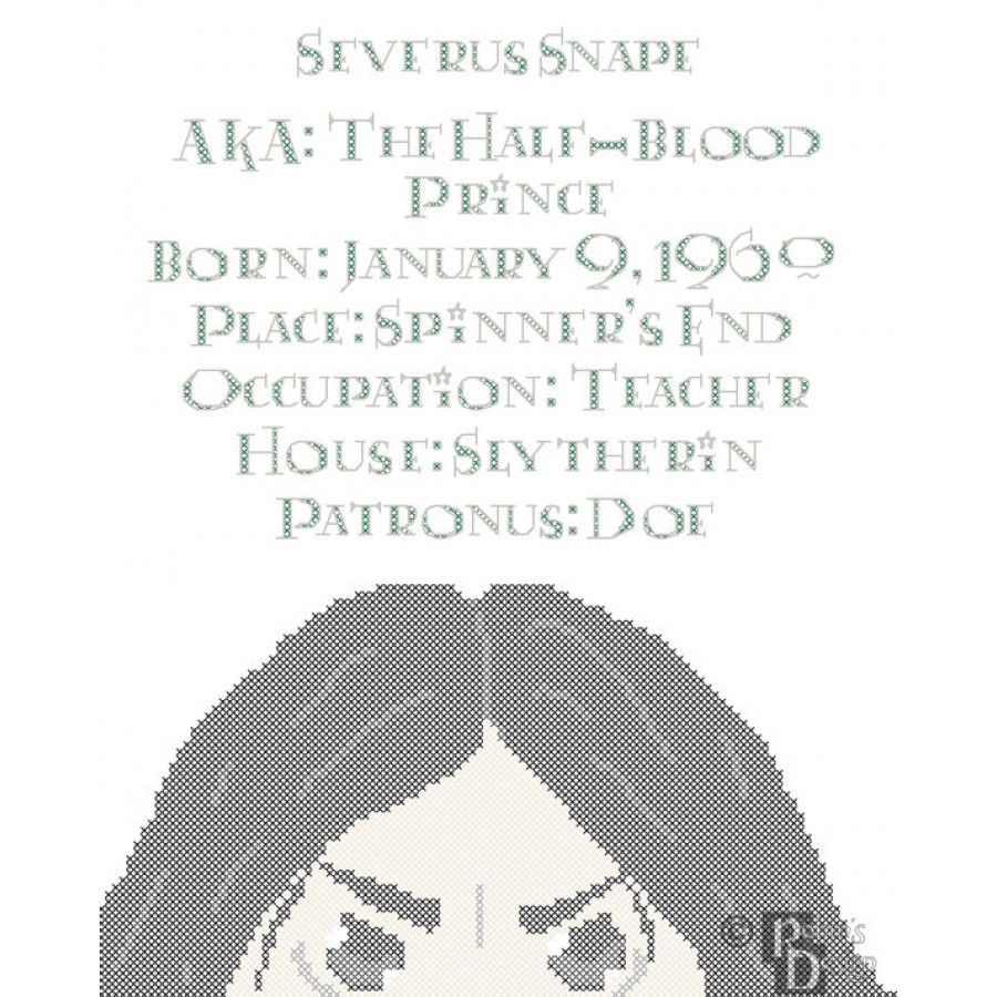 Severus Snape Biographical Facts Cross Stitch Pattern PDF Download