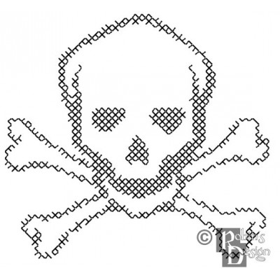 Skull and Crossbones for Shirt Patch Cross Stitch Pattern PDF Download