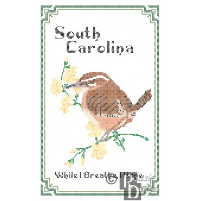 South Carolina State Bird, Flower and Motto Cross Stitch Pattern PDF Download