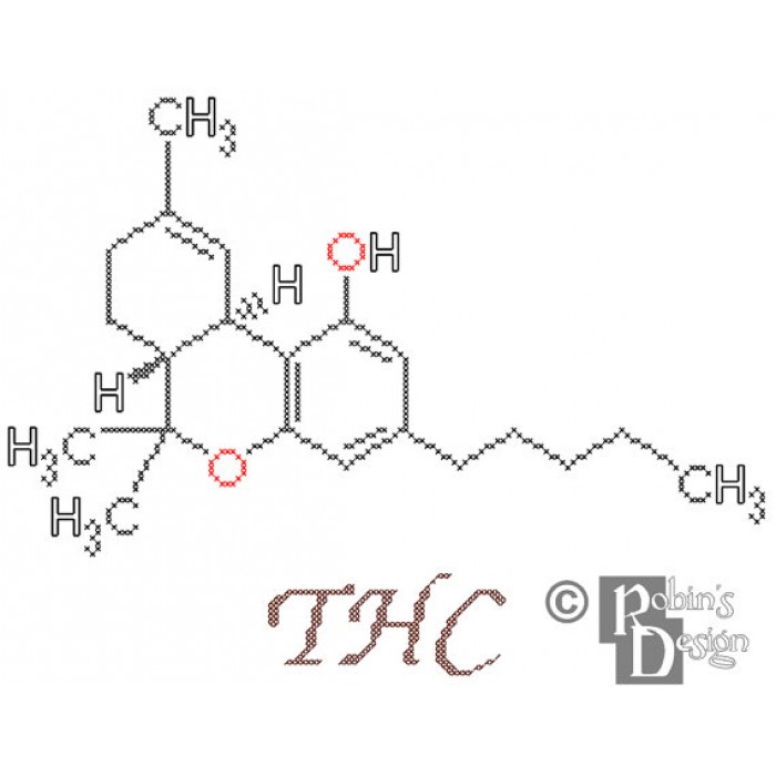 THC Molecule Cross Stitch Pattern PDF Download