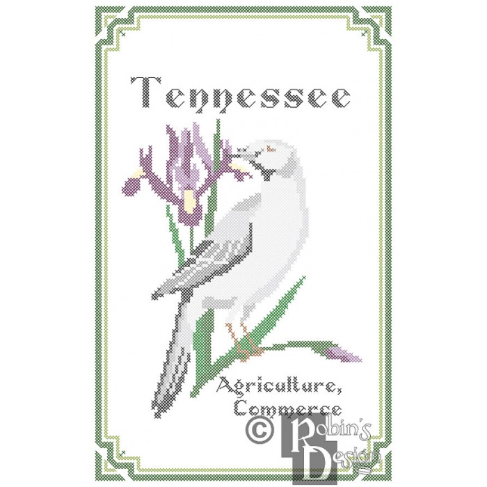 Tennessee State Bird, Flower and Motto Cross Stitch Pattern PDF Download