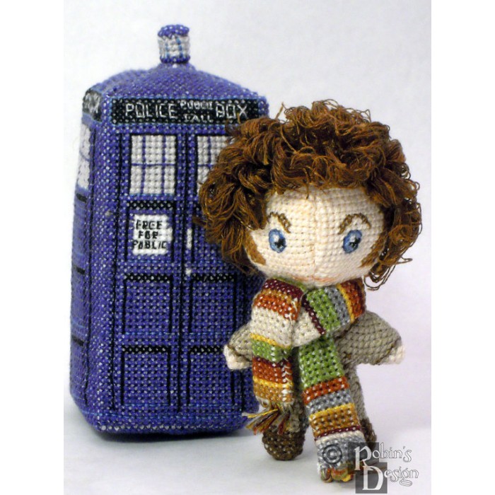 The Fourth Doctor Itty Bitty Doll 3D Cross Stitch Sewing Pattern PDF Download