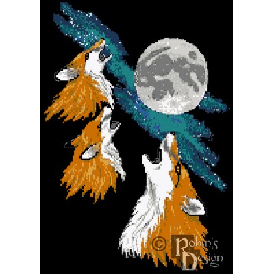 Three Fox Moon Cross Stitch Pattern PDF Download