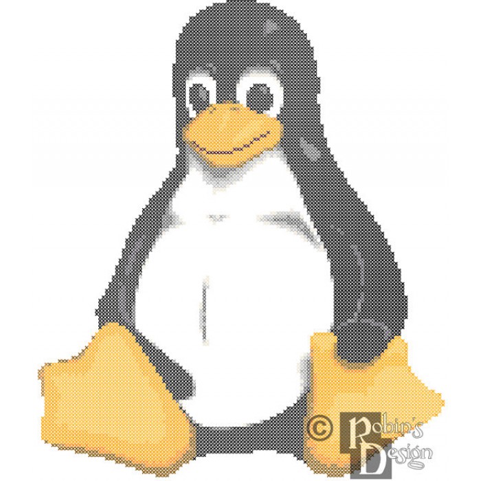 Traditional Tux Linux Mascot Cross Stitch Pattern PDF Download