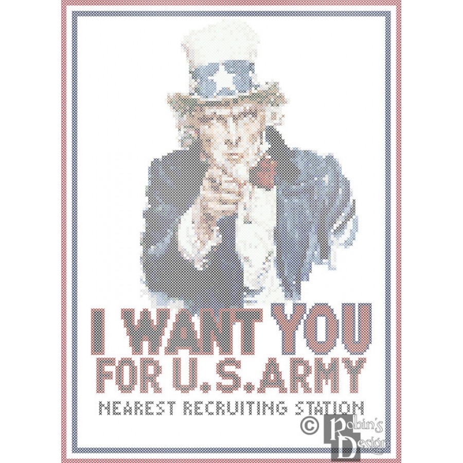 Uncle Sam Wants You Poster Reproduction Cross Stitch Pattern PDF Download