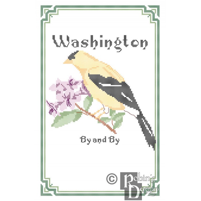 Washington State Bird, Flower and Motto Cross Stitch Pattern PDF Download