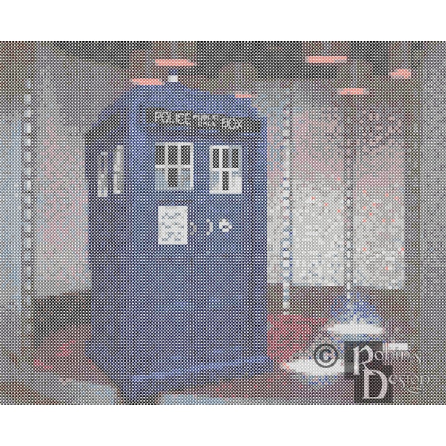 When Sci Fi Shows Collide, The TARDIS in the Transporter Room Cross Stitch Pattern PDF Download