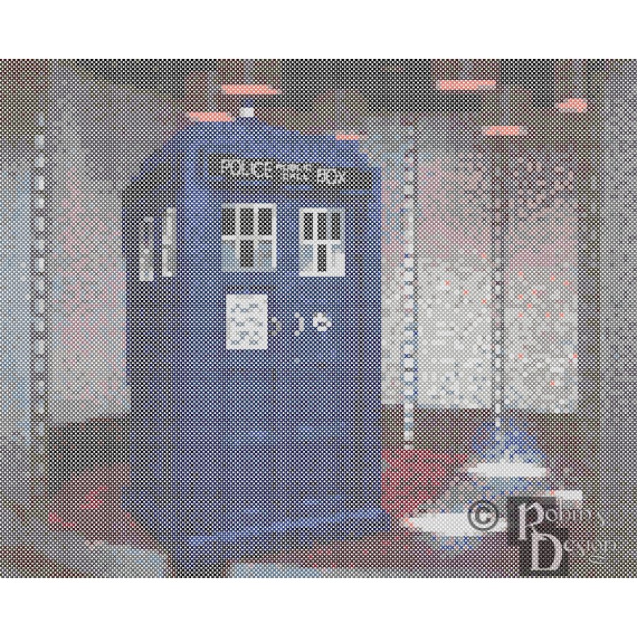 When Sci Fi Shows Collide, The TARDIS in the Transporter Room Cross Stitch Pattern PDF Download