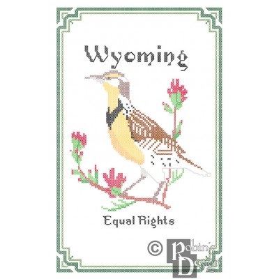 Wyoming State Bird, Flower and Motto Cross Stitch Pattern PDF Download