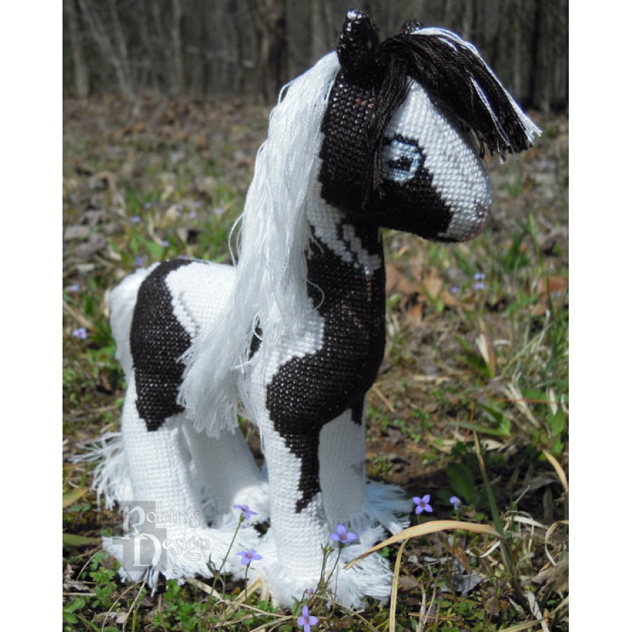 Zachy the Gypsy Vanner Horse Doll 3D Cross Stitch Animal Sewing Pattern PDF Download