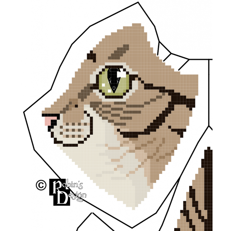 Demelza the Brownish Gray Mackerel Tabby Cat Doll 3D Cross Stitch Animal Sewing Pattern PDF Download