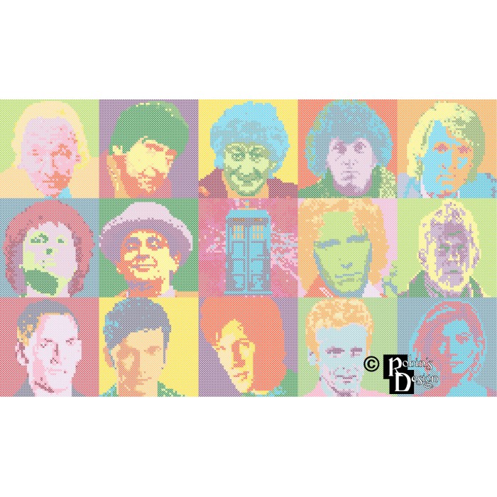 The Many Faces of The Doctor Landscape Cross Stitch Pattern PDF Download