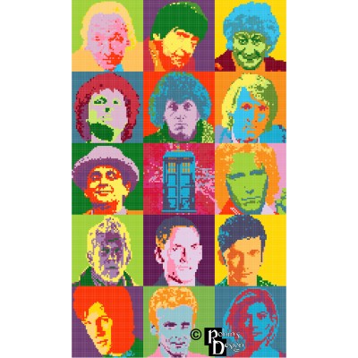 The Many Faces of The Doctor Portrait Cross Stitch Pattern PDF Download
