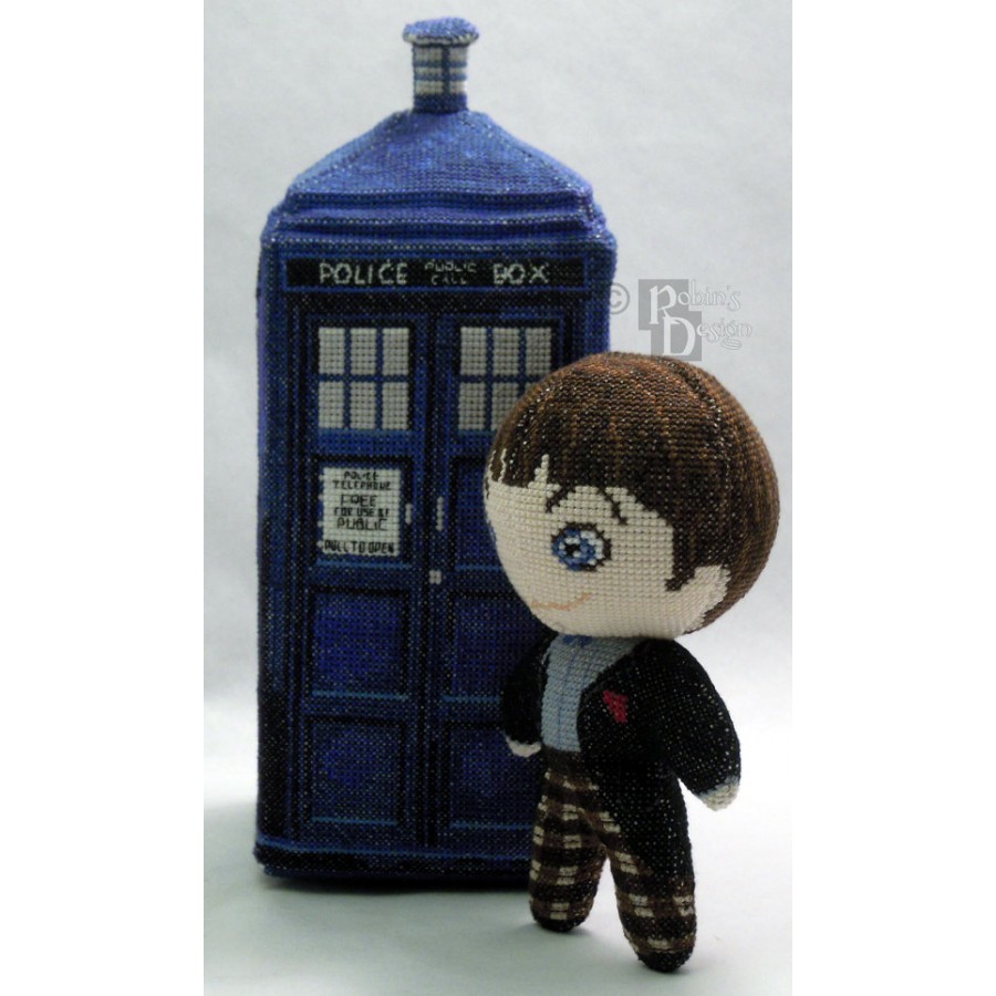 The Second Doctor Doll in Black and White 3D Cross Stitch Sewing Pattern PDF Download