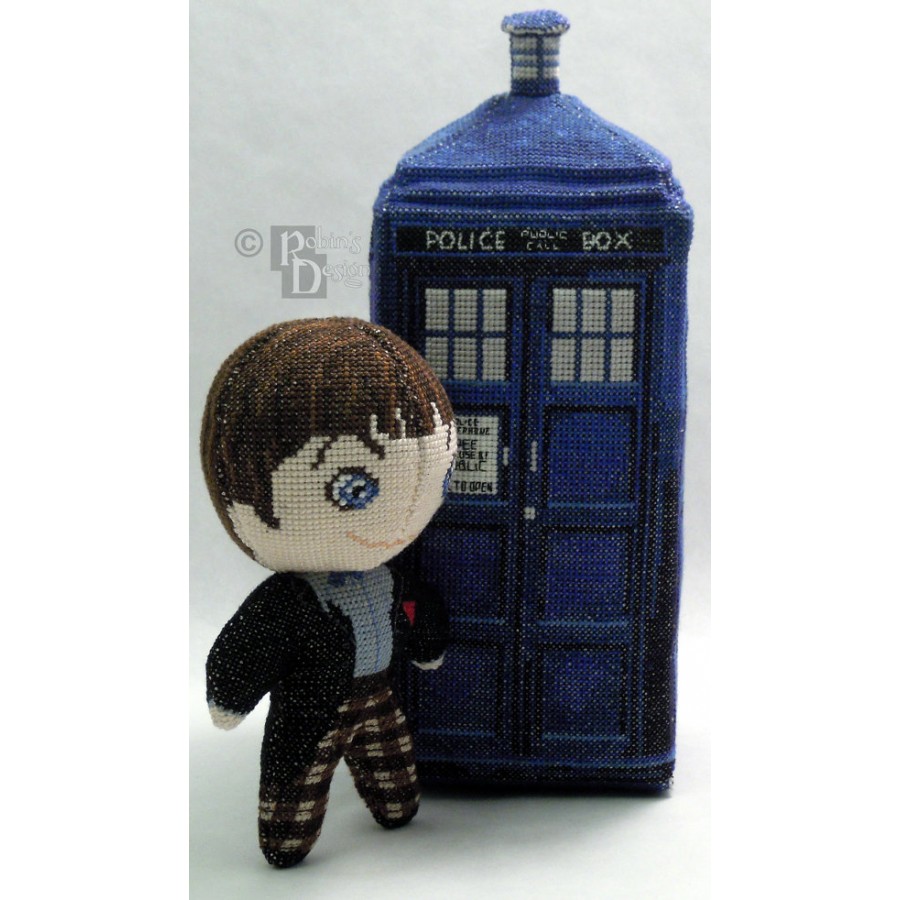 The Second Doctor Doll in Black and White 3D Cross Stitch Sewing Pattern PDF Download