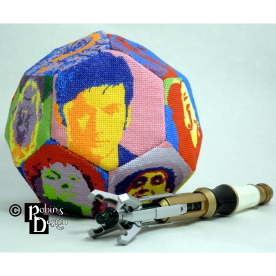 The Many Faces of the Doctor Hexakaidecahedron d16 Cross Stitch Sewing Pattern PDF Download