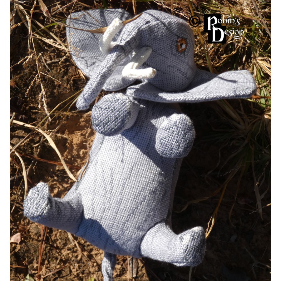 Timothy the African Elephant Doll 3D Cross Stitch Animal Sewing Pattern PDF Download