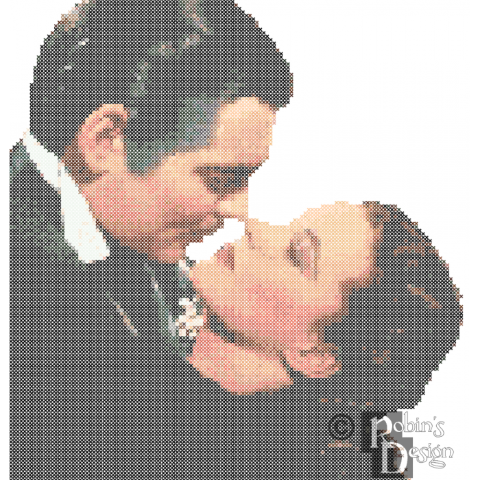 Rhett Butler and Scarlett O'Hara Embrace Cross Stitch Pattern PDF Download