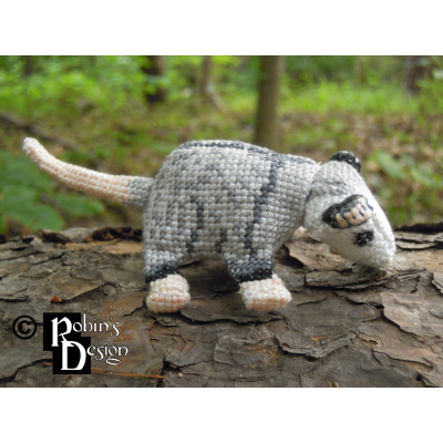 Plop the Baby Virginia Opossum Doll 3D Cross Stitch Animal Sewing Pattern PDF Download
