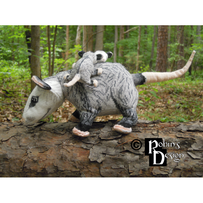 Virginia Opossum Family Dolls 3D Cross Stitch Animals Sewing Patterns PDF Download
