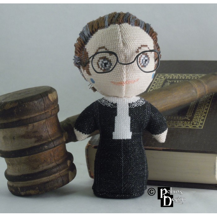 Ruth Bader Ginsburg Doll 3D Cross Stitch Sewing Pattern PDF Download