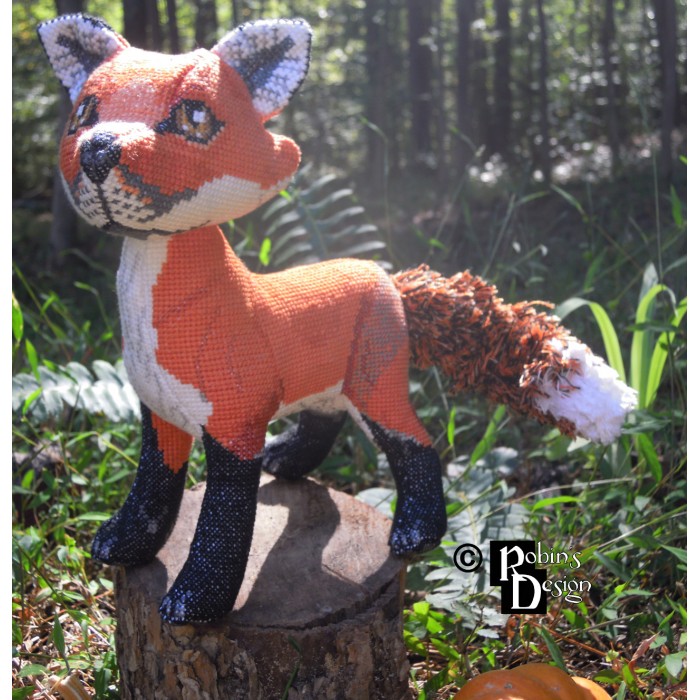 Mulder the Red Fox Doll 3D Cross Stitch Animal Sewing Pattern PDF Download