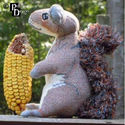 Merlin the Gray Squirrel Doll 3D Cross Stitch Animal Sewing Pattern PDF Download
