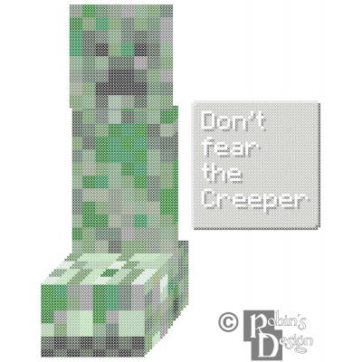 Minecraft Creeper Don't Fear the Creeper Cross Stitch Pattern PDF Download