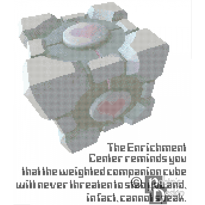 Weighted Companion Cube Cross Stitch Pattern PDF Download