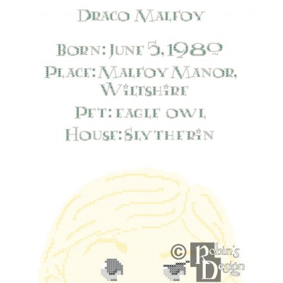 Draco Malfoy Biographical Facts Cross Stitch Pattern PDF Download