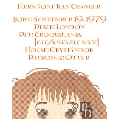 Hermione Granger Biographical Facts Cross Stitch Pattern PDF Download